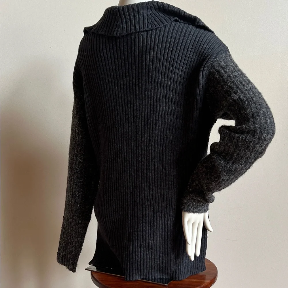 Carbon2Cobalt  Charcoal cowl neck Sweater with zipper